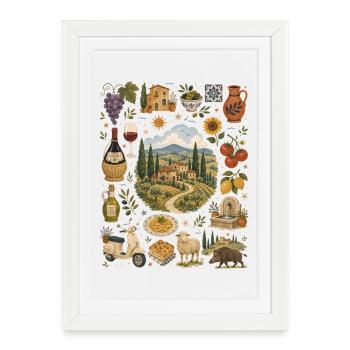 Toskana Sehnsucht | Italien & Dolce Vita - Gerahmtes Poster (27 × 37 cm) - Weiß - Vorne