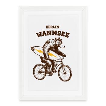 Berlin Bär Wannsee - Gerahmtes Poster (27 × 37 cm) - Weiß - Vorne