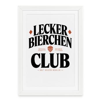 Lecker Bierchen Club Bier Spruch JGA Malle Bier - Affiche encadrée (27 × 37 cm) - blanc - Devant