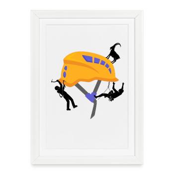 Safety Helmet Climbing Helmet Mountaineer - Framed poster (27 × 37 cm) - white - Front