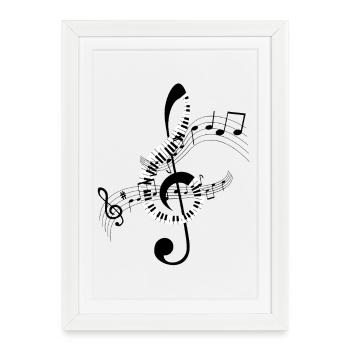 Musiknoten Musik Musiker Notenschlüssel Noten - Gerahmtes Poster (27 × 37 cm) - Weiß - Vorne