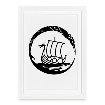 Celtic Irland Wikinger Keltisch Knoten Schiff - Gerahmtes Poster (27 × 37 cm) - Weiß - Vorne