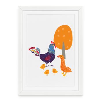 Huhn Hühner Geflügel Landwirt Ei Haustier - Gerahmtes Poster (27 × 37 cm) - Weiß - Vorne