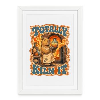  Totally Kiln It Capybara Keramik Groovy Retro - Gerahmtes Poster (27 × 37 cm) - Weiß - Vorne