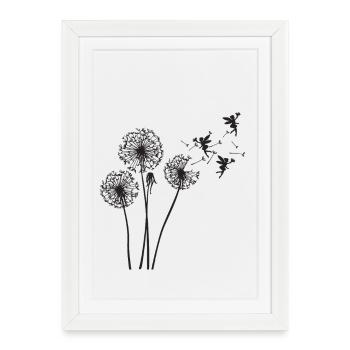 Schmetterlingdesign Pusteblumen Wiese Herzen Feen - Gerahmtes Poster (27 × 37 cm) - Weiß - Vorne