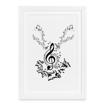 Musiknoten Musik Musiker Notenschlüssel Noten - Gerahmtes Poster (27 × 37 cm) - Weiß - Vorne