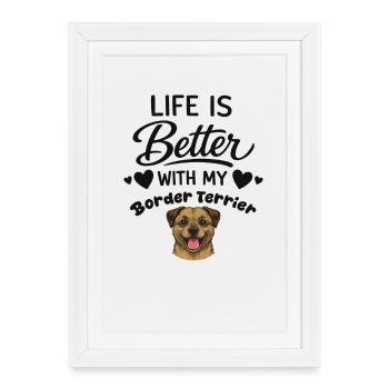  Das Leben Ist Besser Mit Meinem Border - Gerahmtes Poster (27 × 37 cm) - Weiß - Vorne