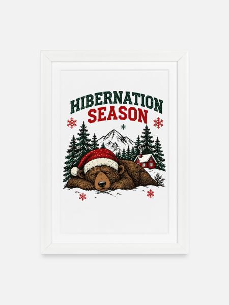 Winterschlafzeit Weihnachtsbären-Design - Gerahmtes Poster (27 × 37 cm) - Weiß