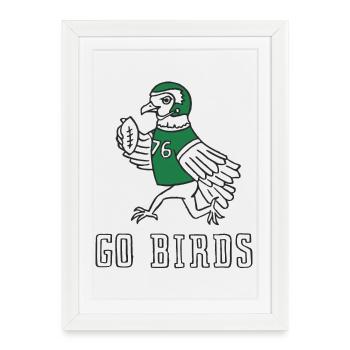 Sporty Pigeon Holding Football - Framed poster (27 × 37 cm) - white - Front