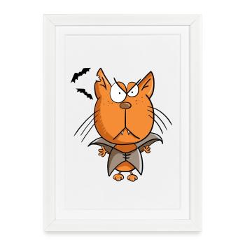 Vampire Cat I Halloween - Framed poster (27 × 37 cm) - white - Front