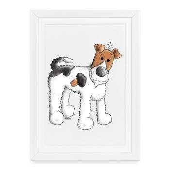 Fox Terrier - Chien - Affiche encadrée (27 × 37 cm) - blanc - Devant