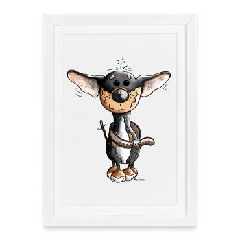 Drôle Chihuahua Chien - Affiche encadrée (27 × 37 cm) - blanc - Devant