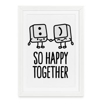 Keyboard keys smiley - So happy together - Affiche encadrée (27 × 37 cm) - blanc - Devant