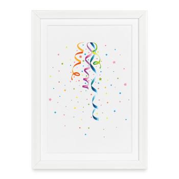 Confetti and streamers colorful party design - Framed poster (27 × 37 cm) - white - Front