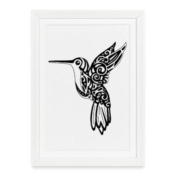 Oiseau colibri noir - Affiche encadrée (27 × 37 cm) - blanc - Devant