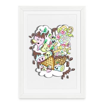 Plaisir sucre-sucre-sucre-sucre - Affiche encadrée (27 × 37 cm) - blanc - Devant