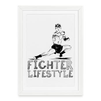fighter lifestyle symbol martial arts fighter symbol - Framed poster (27 × 37 cm) - white - Front