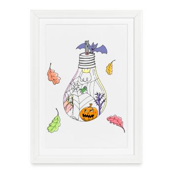 Halloween pumpkin with spider - Framed poster (27 × 37 cm) - white - Front