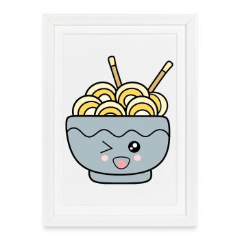 Nouilles Kawaii Ramen - Affiche encadrée (27 × 37 cm) - blanc - Devant