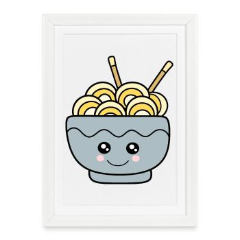 Kawaii Ramen Kawaii Chibi Nourriture Kawaii Autocollant - Affiche encadrée (27 × 37 cm) - blanc - Devant