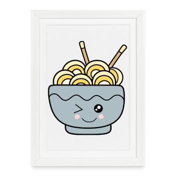 Kawaii Ramen Kawaii Chibi Nourriture Kawaii - Affiche encadrée (27 × 37 cm) - blanc - Devant