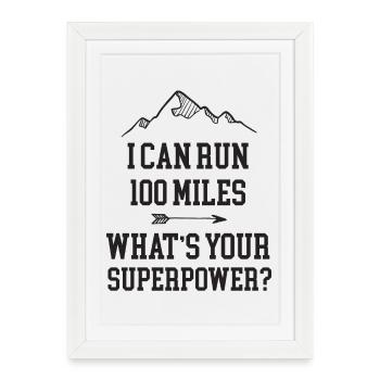 Ultra Running 100 Miles - Affiche encadrée (27 × 37 cm) - blanc - Devant