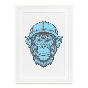 Singe Funky - Affiche encadrée (27 × 37 cm) - blanc - Devant
