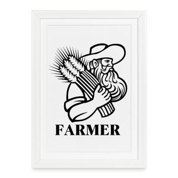 agriculteur, farmer, fermier - Affiche encadrée (27 × 37 cm) - blanc - Devant