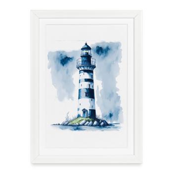 Phare - Affiche encadrée (27 × 37 cm) - blanc - Devant