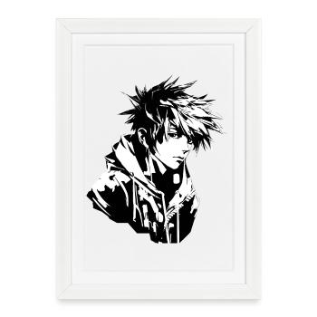 Anime Boy Design - Affiche encadrée (27 × 37 cm) - blanc - Devant