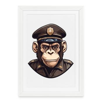 Chimpanzé de la police - Affiche encadrée (27 × 37 cm) - blanc - Devant