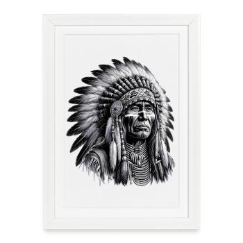 Amérindien Peau rouge d’Amérique - Affiche encadrée (27 × 37 cm) - blanc - Devant