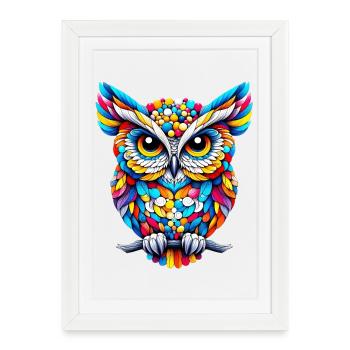 Hibou - Affiche encadrée (27 × 37 cm) - blanc - Devant