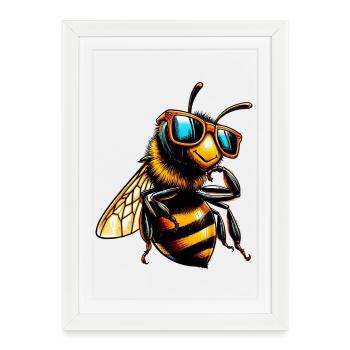 Bee with Sunglasses - Framed poster (27 × 37 cm) - white - Front