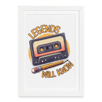 Les légendes le sauront : la cassette et le crayon - Affiche encadrée (27 × 37 cm) - blanc - Devant