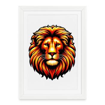 Lion - Framed poster (27 × 37 cm) - white - Front