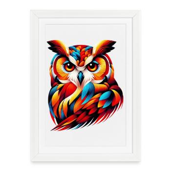 Hibou - Affiche encadrée (27 × 37 cm) - blanc - Devant