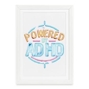 ADHD - Framed poster (27 × 37 cm) - white - Front