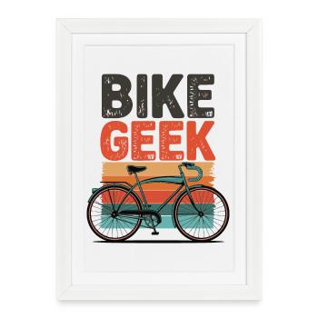 Bike Geek Retro Vibes - Affiche encadrée (27 × 37 cm) - blanc - Devant