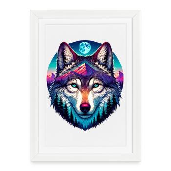 Loup - Affiche encadrée (27 × 37 cm) - blanc - Devant