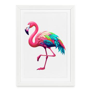 Flamant - Affiche encadrée (27 × 37 cm) - blanc - Devant