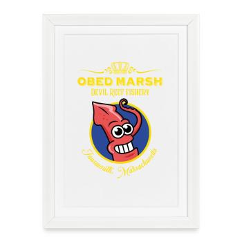OBED MARSH fishery - innsmouth squid - Affiche encadrée (27 × 37 cm) - blanc - Devant