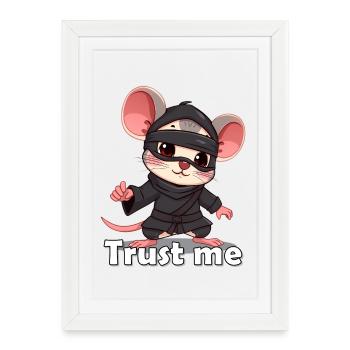 Little Ninja Mice Motif Print - Framed poster (27 × 37 cm) - white - Front