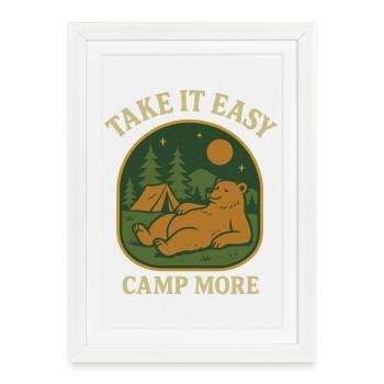 Motif d’ours douillet pour le camping - Affiche encadrée (27 × 37 cm) - blanc - Devant