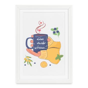 Bonjour - Affiche encadrée (27 × 37 cm) - blanc - Devant