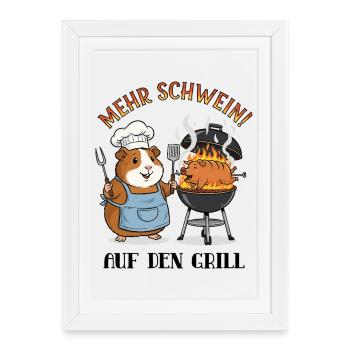 Plus de porc ! Sur le gril - Affiche encadrée (27 × 37 cm) - blanc - Devant