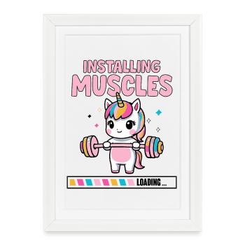 Unicorn Motivating Bodybuilding - Framed poster (27 × 37 cm) - white - Front
