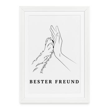 Meilleur ami-chien et patte humaine, cadeau d’amoureux des chiens - Affiche encadrée (27 × 37 cm) - blanc - Devant