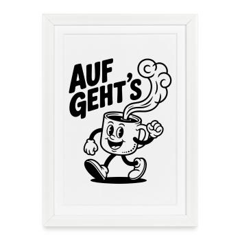 Tasse à café Let’s go – Design de motivation amusant - Affiche encadrée (27 × 37 cm) - blanc - Devant