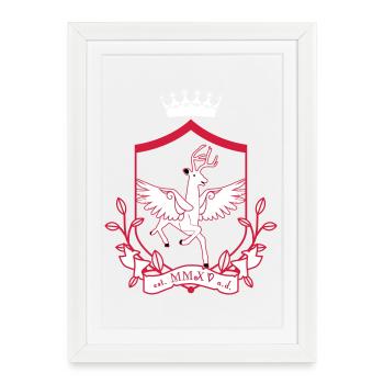 Cerf ailé – noble forêt héraldique animale - Affiche encadrée (27 × 37 cm) - blanc - Devant